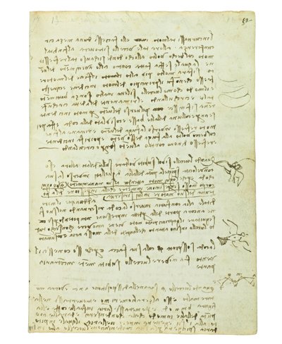 Códice sobre el vuelo de los pájaros, Folio 12 recto de Leonardo da Vinci